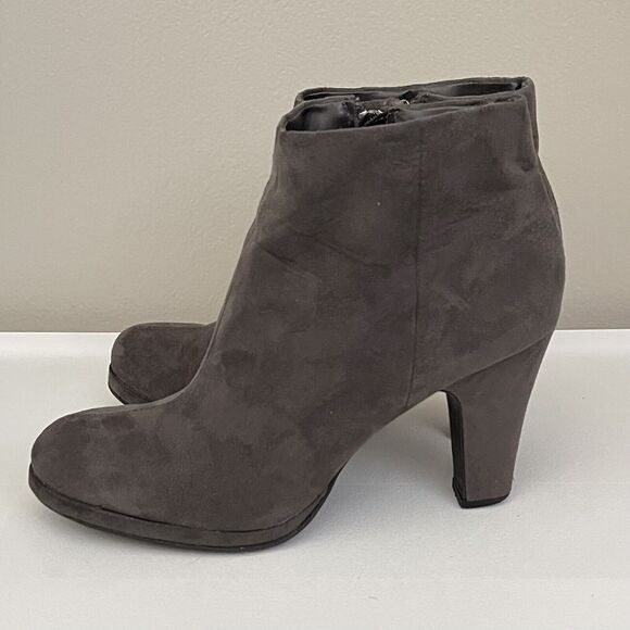 Rampage Heels Ankle Booties Womens Size 9 Benzley Shoes Boots Dark Gray Suede - Picture 5 of 10